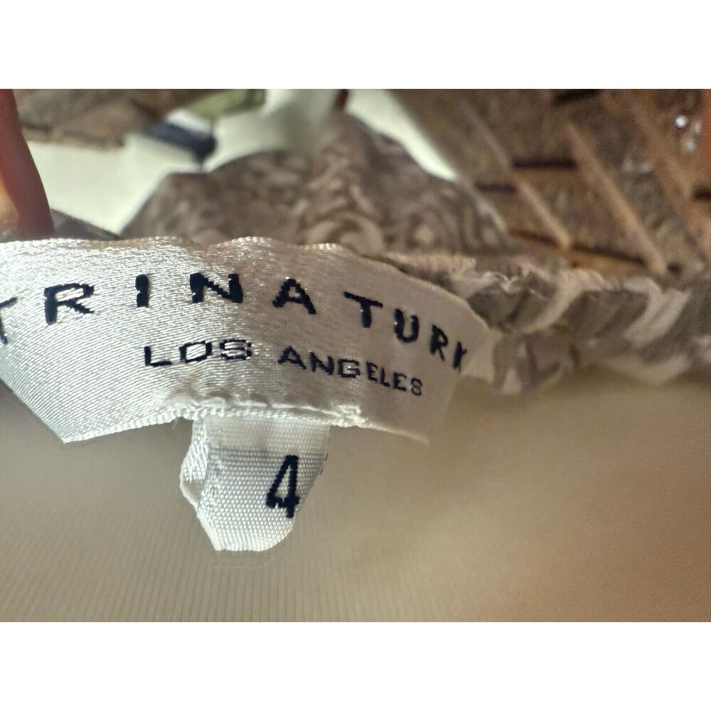 Trina Turk dress 4 baby doll gray star metallic cap sleeve tie front Short Y2k‎ - Picture 3 of 7